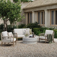 Outdoor Patio Wood Rope Arm Chair Gray Oak