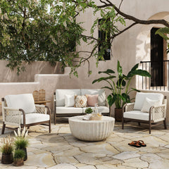 Outdoor 3 Piece Wood Patio Set Loveseat and Chairs