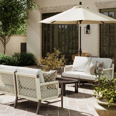 Outdoor Patio Wood Rope Loveseats (Set of 2)