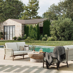 Outdoor Patio Wood Rope Loveseats (Set of 2)