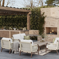 Outdoor 4 Piece Wood Patio Set Loveseats and Chairs