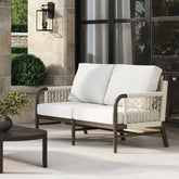 Outdoor Patio Wood Rope Loveseat Graphite