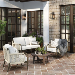 Outdoor Patio Wood Rope Loveseat Graphite