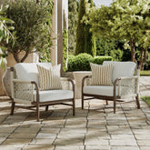 Outdoor Patio Wood Rope Arm Chairs Graphite (Set of 2)