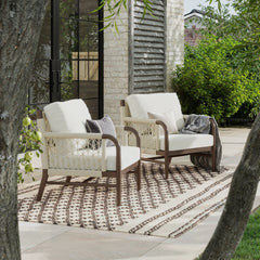 Outdoor Patio Wood Rope Arm Chairs Graphite (Set of 2)