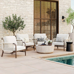 Outdoor Patio Wood Rope Arm Chairs Graphite (Set of 4)