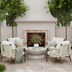 Outdoor Patio Wood Rope Arm Chairs Graphite (Set of 4)