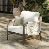 Outdoor Patio Wood Rope Arm Chair Graphite