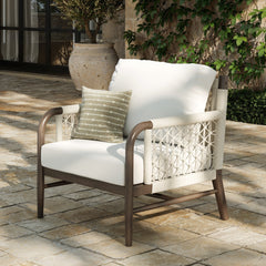 Outdoor Patio Wood Rope Arm Chair Graphite
