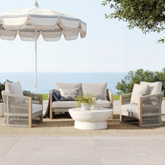 Outdoor 3 Piece Wood Patio Set Loveseat and Chairs White