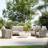 Outdoor 4 Piece Wood Patio Set Loveseats and Chairs White