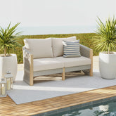 Outdoor Wood Rope Patio Loveseat Ash White