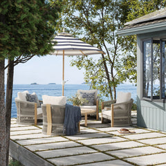 Outdoor Wood Rope Patio Arm Chairs Ash White (Set of 4)