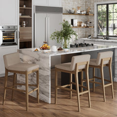 Exposed Wood Back Bar Stools Brown (Set of 3)