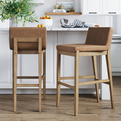 Exposed Wood Back Bar Stools Light Brown (Set of 2)
