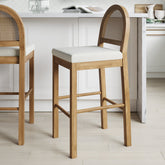 Boucle & Rattan Bar Stool Light Brown