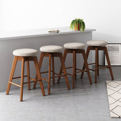 Wood Swivel Counter Height Bar Stools Brown (Set of 4)