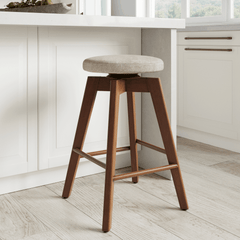 Wood Swivel Cushion Counter Height Bar Stool Brown