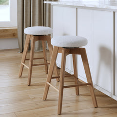 Wood Counter Height Swivel Counter Stool White Oak (Set of 2)