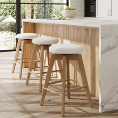 Wood Counter Height Swivel Counter Stool White Oak (Set of 3)