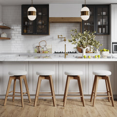 Wood Counter Height Swivel Counter Stool White Oak (Set of 4)