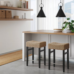 Seagrass Counter Height Bar Stools Black (Set of 2)