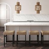 Seagrass Counter Height Bar Stools Black (Set of 4)