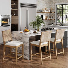 Seagrass Counter Height Bar Stools Light Brown (Set of 3)