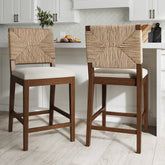 Seagrass Counter Height Bar Stools Dark Brown (Set of 2)