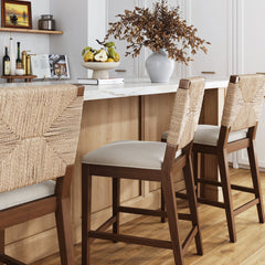 Seagrass Counter Height Bar Stools Dark Brown (Set of 3)
