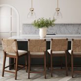 Seagrass Counter Height Bar Stools Dark Brown (Set of 4)