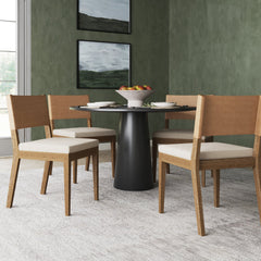 Wood & Faux Leather Dining Chairs Light Brown (Set of 4)