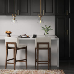 Boucle Counter Height Bar Stools Dark Brown (Set of 2)