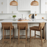 Faux Leather Counter Height Bar Stools Light Brown (Set of 3)