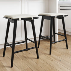 Boucle Counter Height Bar Stools Black (Set of 2)