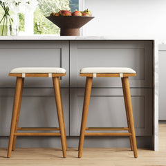 Boucle Counter Height Bar Stools Brown (Set of 2)