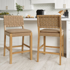 Woven Counter Height Bar Stools Brown (Set of 2)
