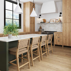 Faux Leather Woven Counter Height Bar Stool Brown