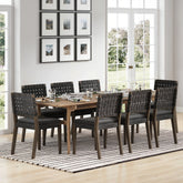 Faux Leather Dining Chairs Black (Set of 8)