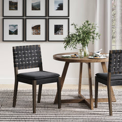 Faux Leather Dining Chairs Black (Set of 2)