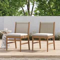 Outdoor Wood & Rope Dining Chairs Brushed Light Brown (Set of 2)