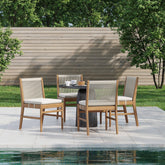 Outdoor Wood & Rope Dining Chairs Brushed Light Brown (Set of 4)
