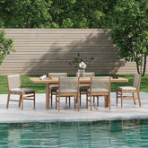 Outdoor Wood & Rope Dining Chairs Brushed Light Brown (Set of 6)