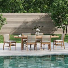 Outdoor Wood & Rope Dining Chairs Brushed Light Brown (Set of 6)