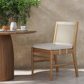Outdoor Wood & Rope Outdoor Dining Chair Brushed Light Brown