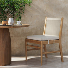 Outdoor Wood & Rope Outdoor Dining Chair Brushed Light Brown