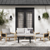 Outdoor 3 Piece Wood Patio Set Acacia Loveseat and Chairs