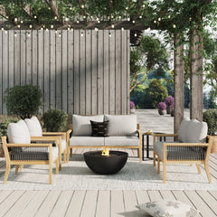 Outdoor 4 Piece Wood Patio Set Acacia Chairs
