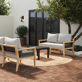 Outdoor Patio Wood Loveseats Gray Acacia (Set of 2)