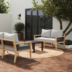 Outdoor Patio Wood Loveseats Gray Acacia (Set of 2)